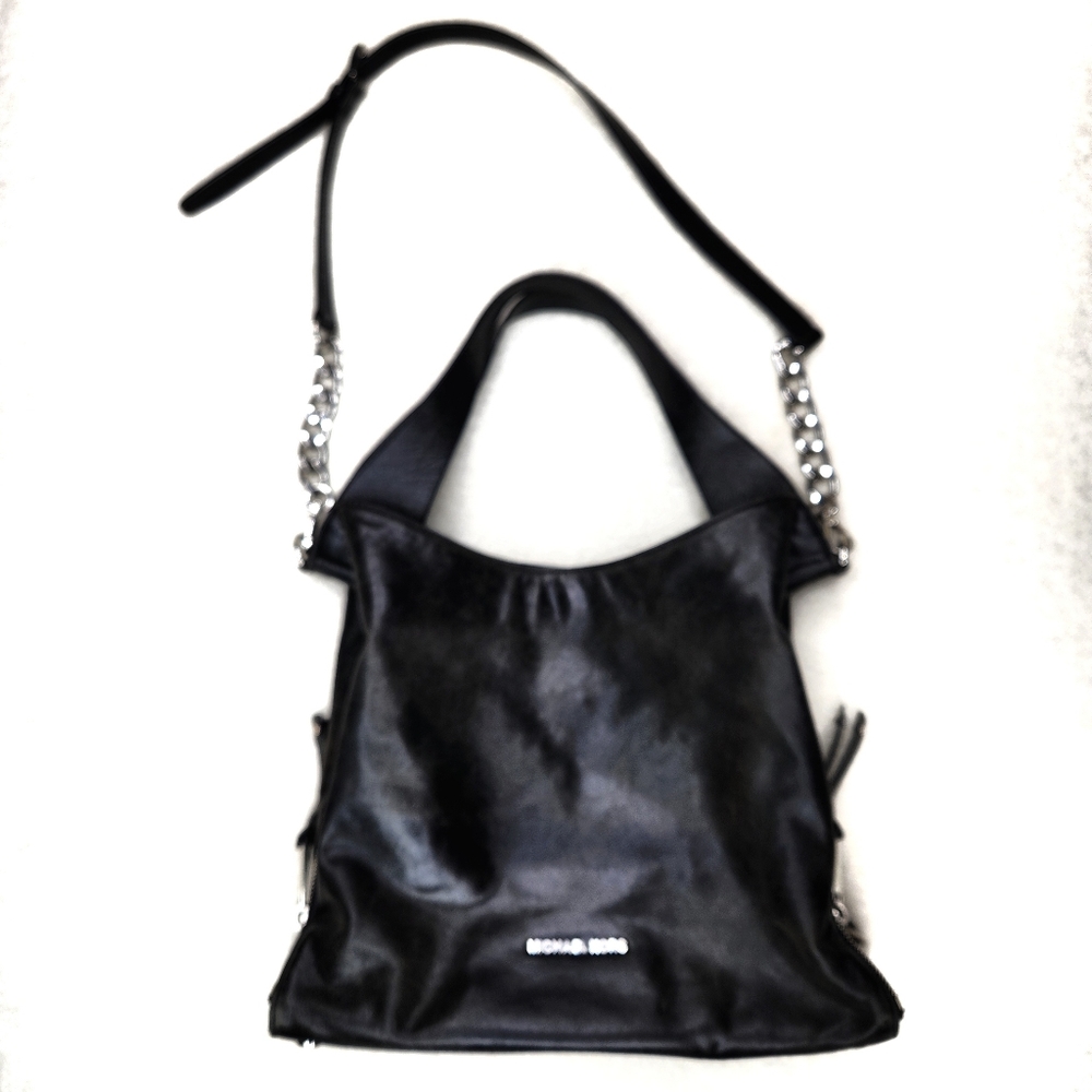 Michael Kors Devon Large Hobo Black Leather Shoulder Tote